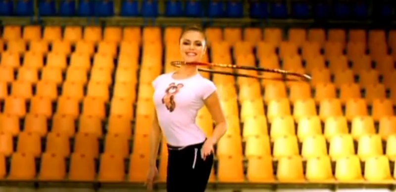 Alina Kabaeva appears in a music video, 12 September 2010, screenshot from YouTube.