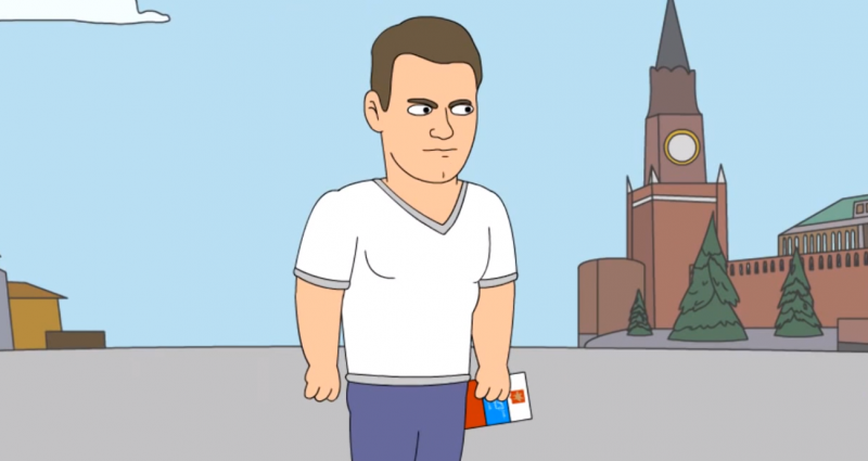 Cartoon Alexey Navalny, animated by YouTube user KuTstupid, 22 August 2013, screen capture.