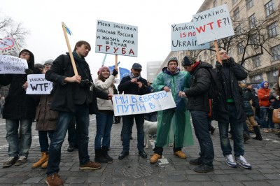 Young people participating in #Euromaidan protests in Kyiv. Nov. 24, 2013. Photo by Ivan Bandura. Used with permission.