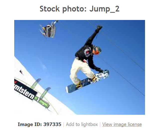 Screenshot of snowboarder photo on StockExchange.