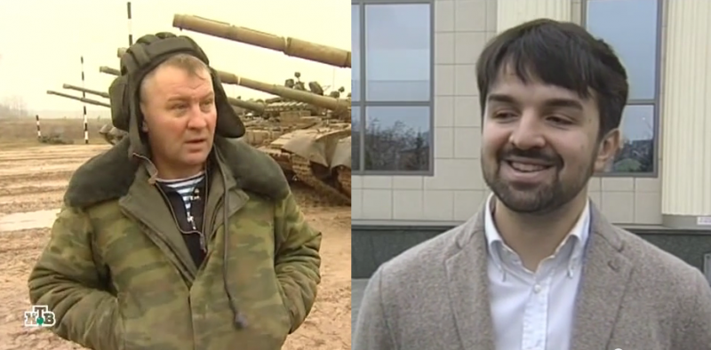 Colonel Budanov and the lawyer who defended his alleged killer. YouTube screenshots.