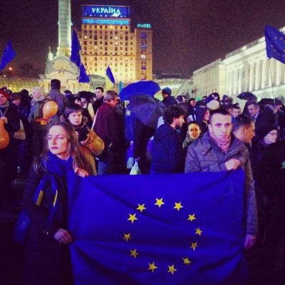 Ukrainians protest in support of EU integration in Kyiv. November 21, 2013. Photo by Instagram user zenantipop. Used with permission