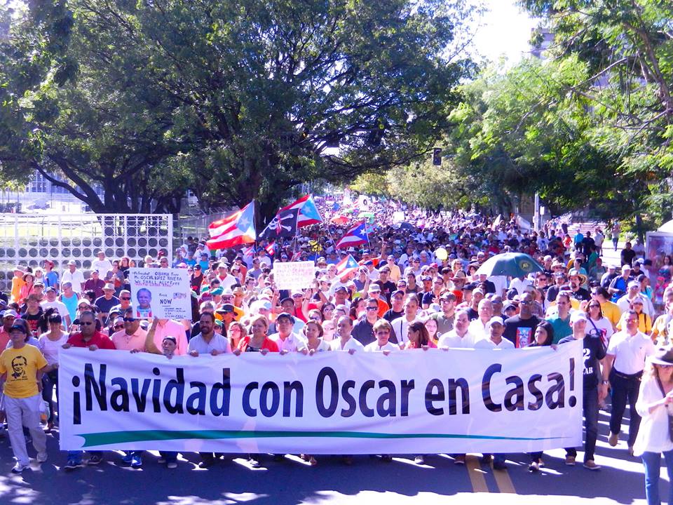 Thousands gathered in Hato Rey, the economic hub of the capital city of San Juan, on Saturday, November 23, to demand the release of Oscar López Rivera from prison.