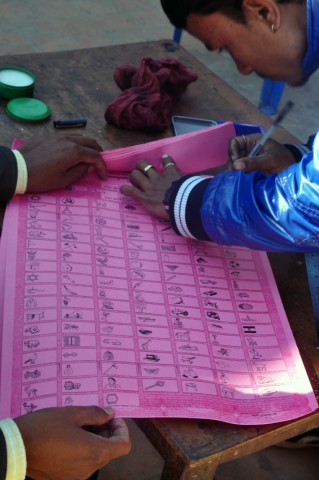 Proportional representation ballot paper featuring more than 100 parties. Photo by anuj arora. Copyright Demotix (19/11/2013)