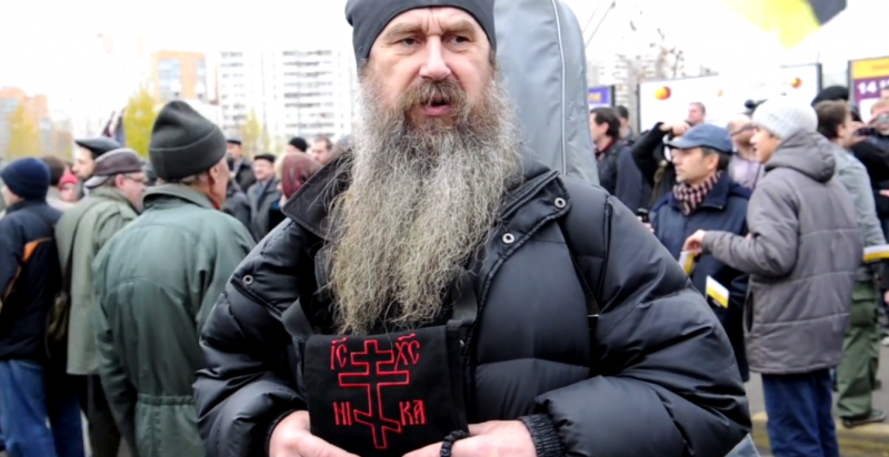 Orthodox activist attends Russian March, 4 November 2011. YouTube screenshot.