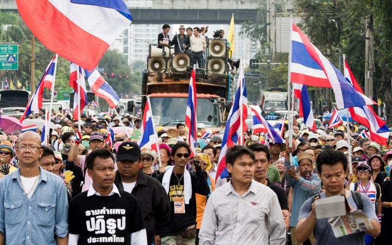 Thousands of anti-government protesters continued to hold rallies and marches across Bangkok. Photo by George Henton, Copyright @Demotix (11/26/2013)