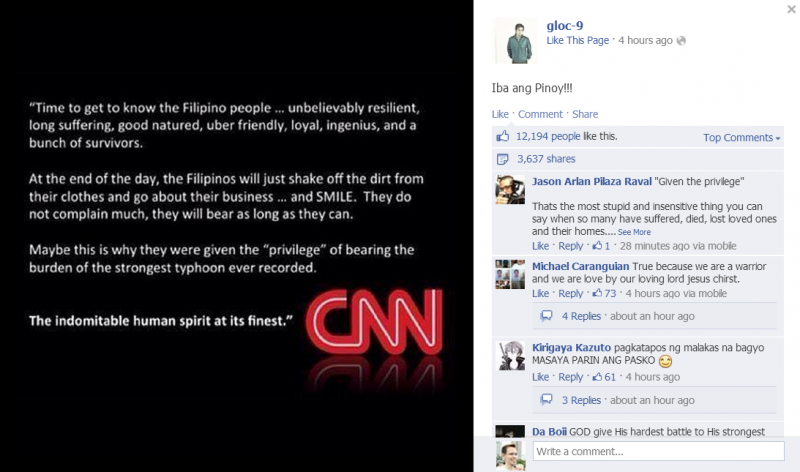 A 'CNN comment' which went viral in the Philippines. Image from Filipino FreeThinkers website