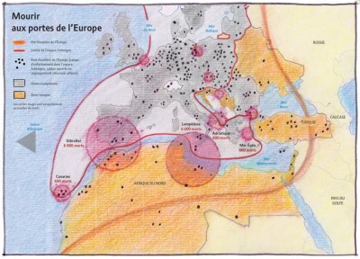 "Dying at the gates of Europe" by Philippe Rekacewicz  on Le Monde Diplomatique