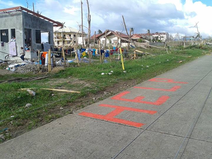 Typhoon survivors in Ormoc, Leyte paint the street with a HELP sign. Photo from Facebook of Katreena Bisnar
