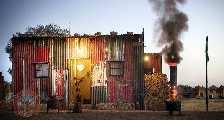 Fake slum made of corrugated iron sheets. Photo source: http://www.emoya.co.za/