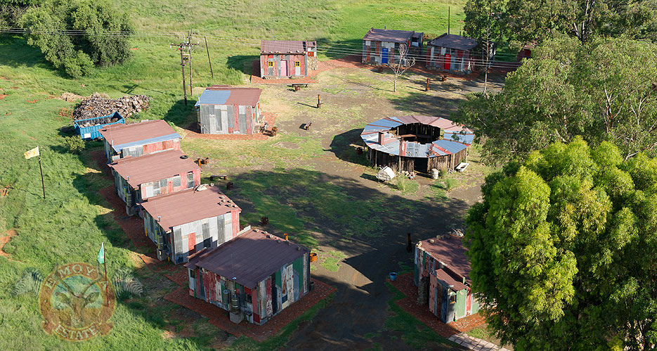 An aerial view of Emoya's fake slum. Photo source: http://www.emoya.co.za/