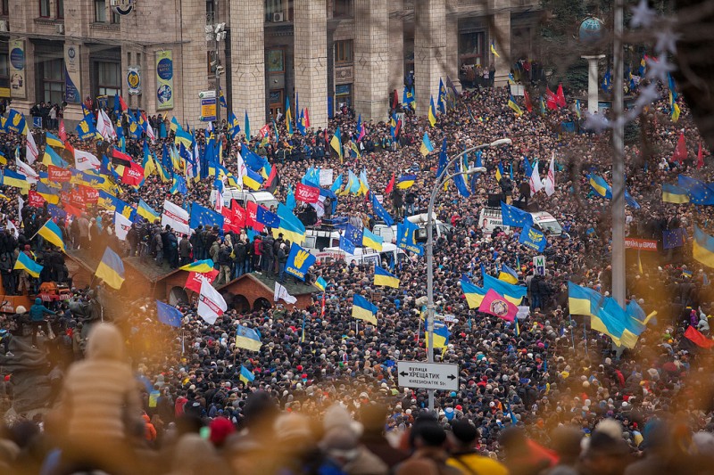 #Euromaidan protesters fill central Kyiv. Dec.1, 2013. Photo by Alexandra Gnatoush. Used with permission.