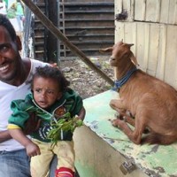 I caught them waving chat at the goat and laughed at the thought of a goat getting high. But when I came over to snap a photo, the father wouldn’t smile until he clarified that he was only feeding the goat chat… not his precious little girl. Photo by Humans of Ethiopia.