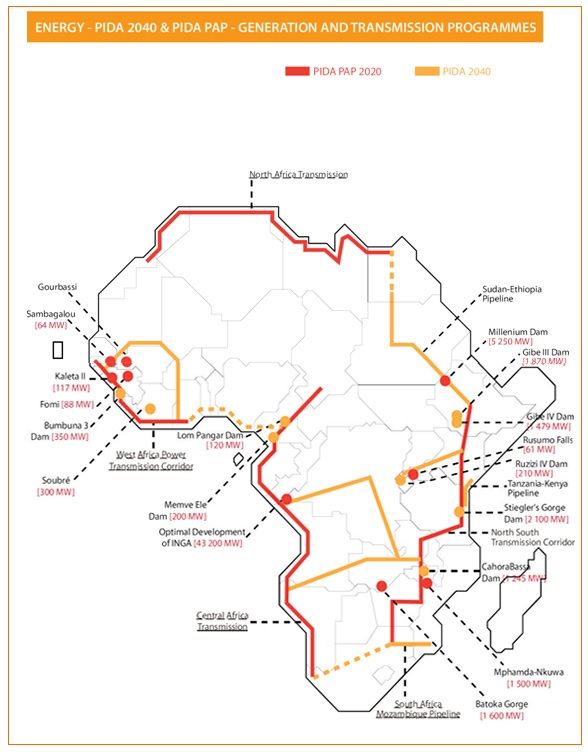 PIDA Africa Electricity Transportation Map