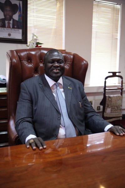 South Sudan's Vice-President Riek Machar is seated in his office, June 30, 2012