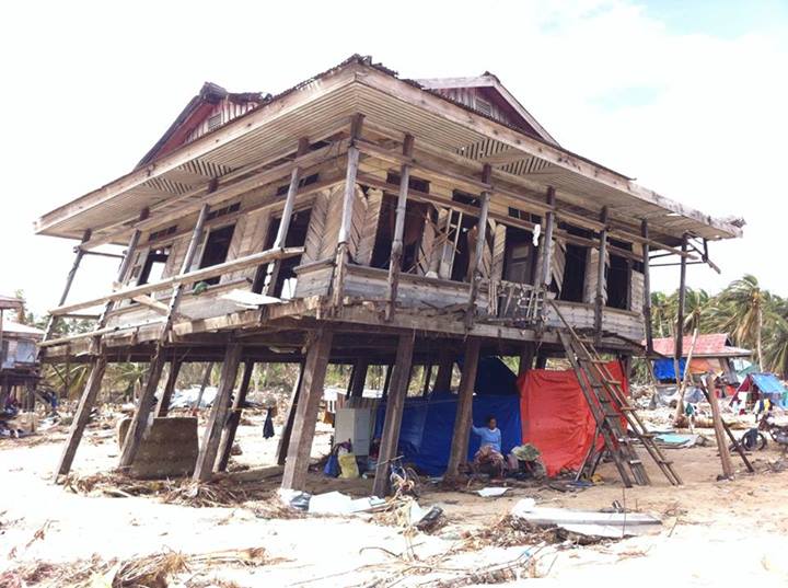 A damaged house in Hernani, Eastern Samar. Photo from April Val Montes
