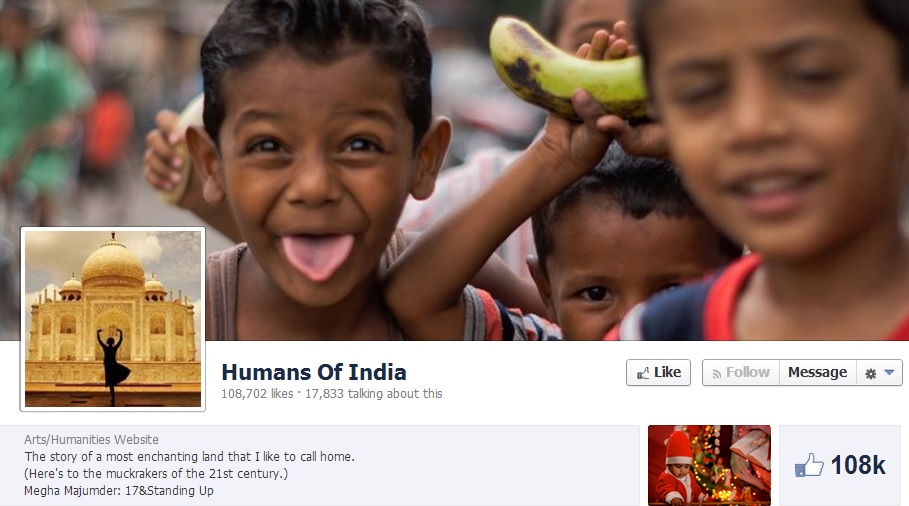 Screenshot of the Humans of India Facebook Page