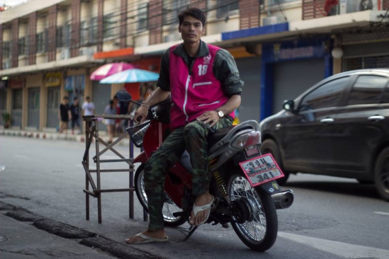 "My daily challenge is riding. I have to manage to ride through the gaps between big cars. And actually it's extremely dangerous. I've been a taxi rider for a year but honestly I don't know how long I could continue with this job, or either know what I want to do next with my life." Photo from Humans of Bangkok Facebook page