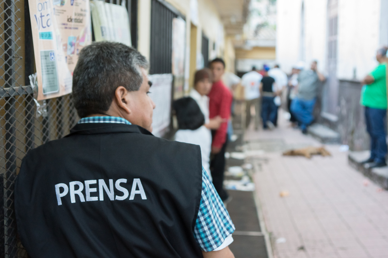 Reporter in Tegucigalpa, Honduras. Photo by Carlos R. Ordoñez. Copyright Demotix