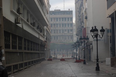 Politie gebruikte op 6 februari traangas om een demonstratie tegen de regering uiteen te drijven. Foto: Amine Ghrabi