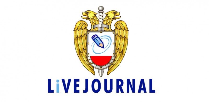 Emblema del SFP adorna el logotipo de LiveJournal. Mezclado de  imágenes de Kevin Rothrock.