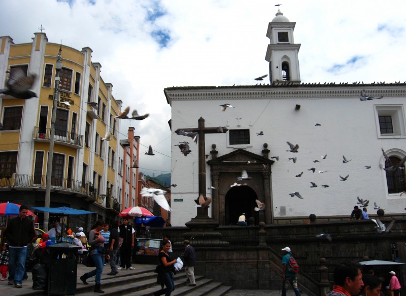 Corner of San Francisco Square, Quito, Ecuador.