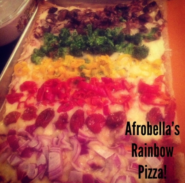 Rainbow Pizza, a la Afrobella. 