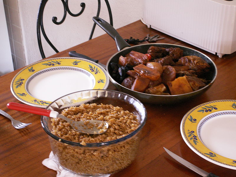 Senegalese national dish cebe..... Photo released in the public domain by Wikipedia user KVDP.