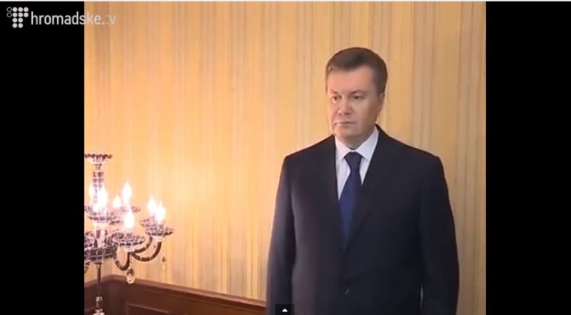 A screencap of President Yanukovych' address released on Feb. 22, 2014