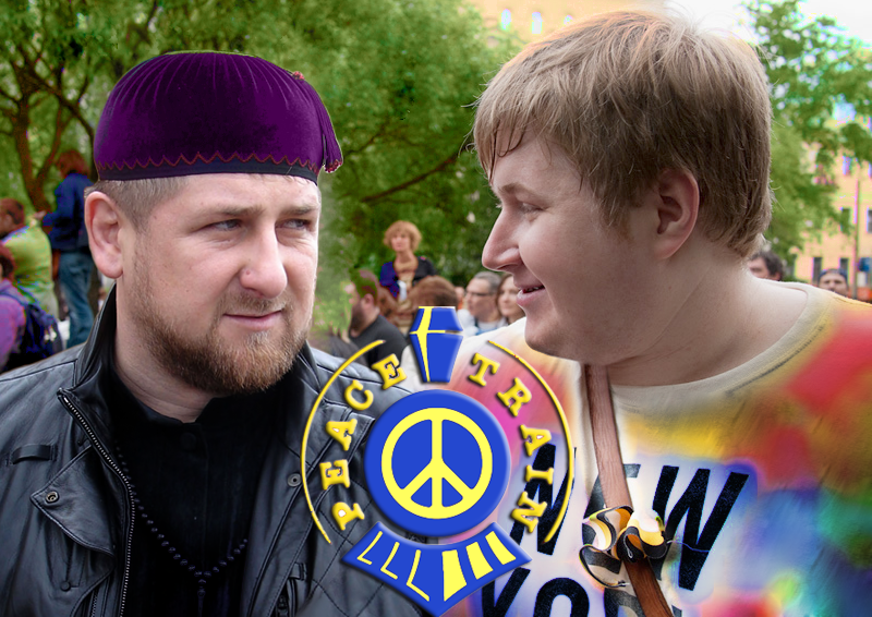 A Yin and Yang of Russian trollitics, Leader of Chechnya Ramzan Kadyrov and nationalist blogger Egor Prosvirnin. Unlikely bedfellows. Images remixed by author.