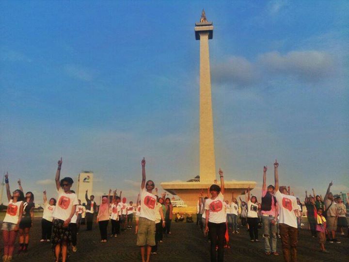 The 'One Billion Rising' dance was performed in seven cities in Indonesia