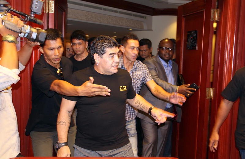 World football legend from Argentina, Diego Armando Maradona took a short coaching course in Surabaya. Image by Djoko kristiono. Copyright Demotix (1/7/2013)