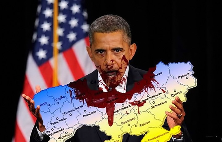 Obama hungry. Obama eat Ukraine. Anonymous image found online.