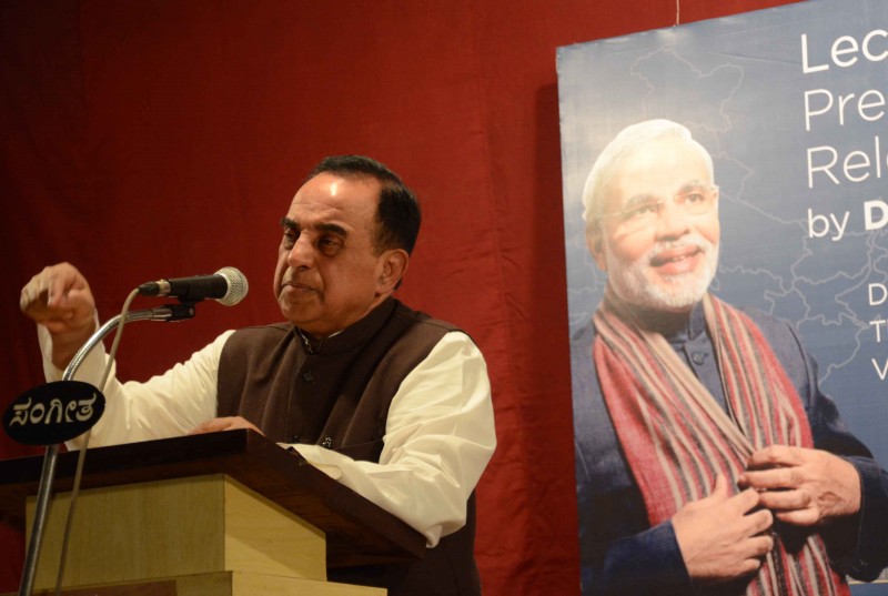 Subramanian Swamy speaks in Mangalore, India on Dec. 17, 2013. 