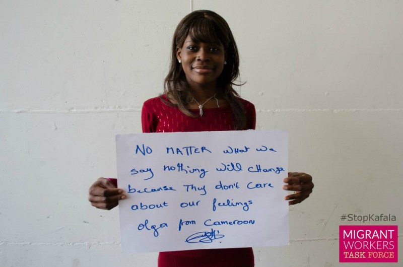 Olga from Cameroon: "No matter what we say nothing will change because they don't care about our feelings"