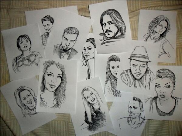 A collection of artist Radoje Rakočević's Twitter avatar portraits. Image by Radivoje Rakočević, used with permission. 