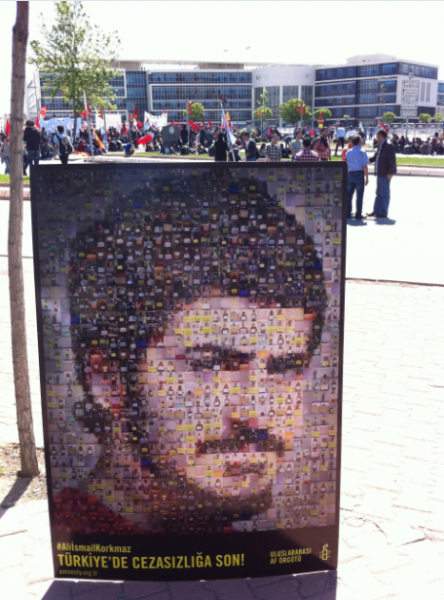 Amnesty International shared this photograph to draw attention to Ali İsmail Korkmaz's Trial