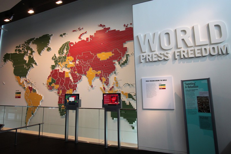 World Press Freedom map, at the Newseum in Washington, DC. Photo by Mr.TinDC, used under a CC license. 