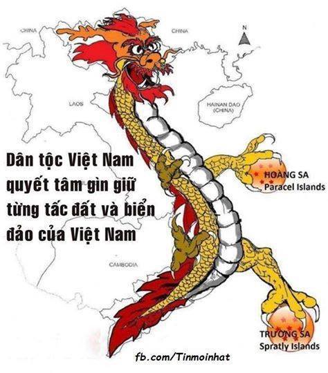 “All Vietnamese people are determined to preserve and protect every single piece of our territory.” Notice that the dragon's claws are also protective of Spratly Islands which are being claimed by many countries in the region, including China. Translation by Patrick Sharbaugh