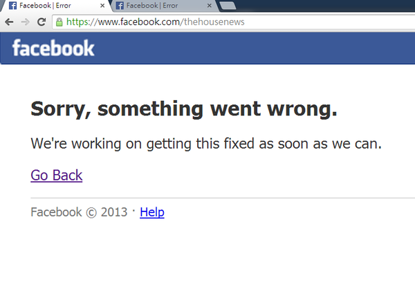 Facebook is down. Image from the House News. Non-commercial use. 