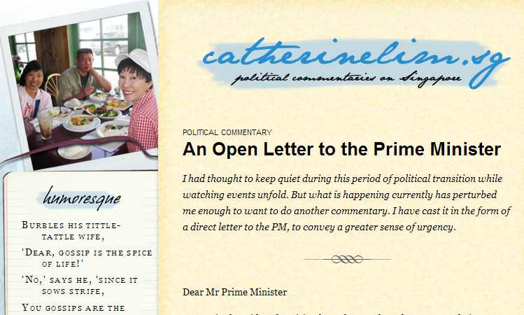 From the website of Catherine Lim