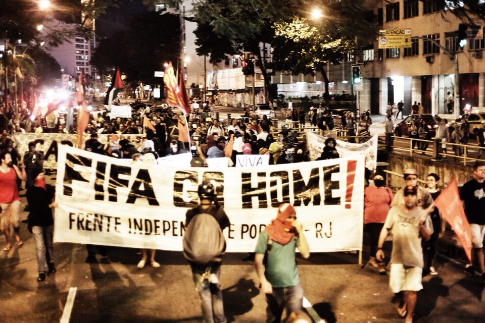 Protests throughout the country during the first World Cup day asked FIFA to go home.