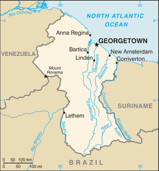 Map of Guyana. Wikipedia Commons.