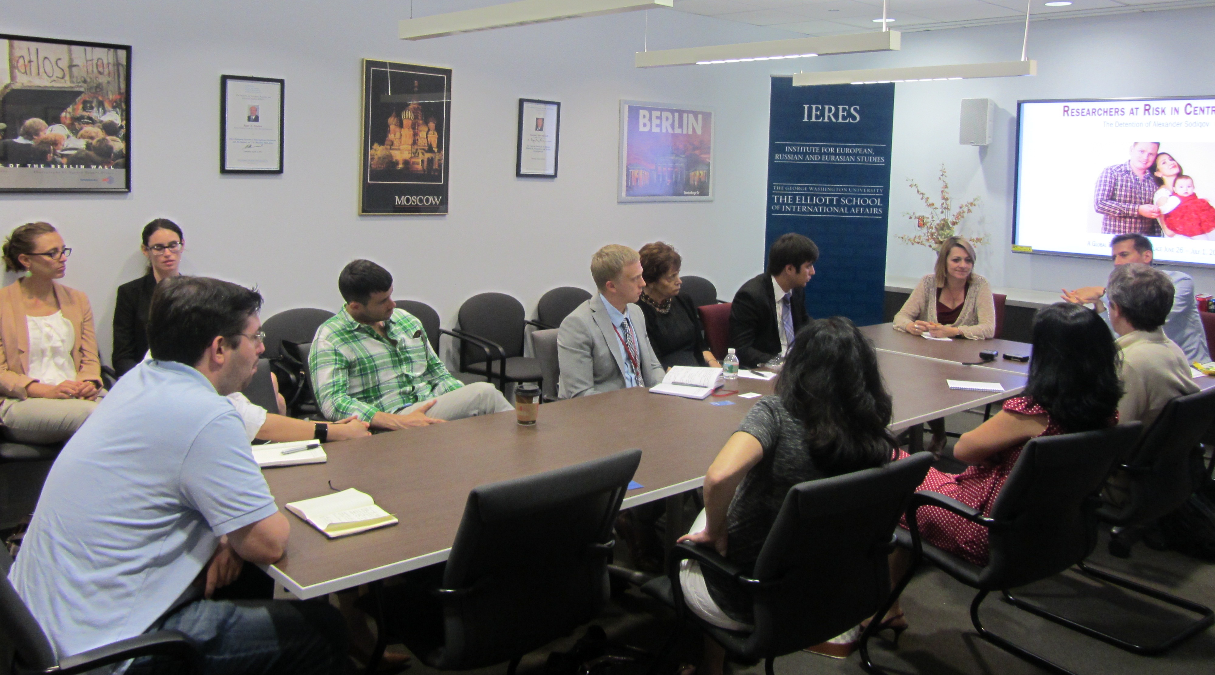 Scholars meet to discuss Alexander Sodiqov's detention at the George Washinton University. The event was hosted by the George Elliot School of  International Affairs (Photo by GWU)