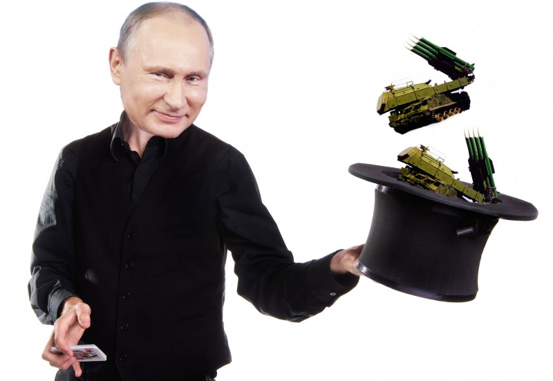 Is the Kremlin intentionally promoting false conspiracy theories about BUK missiles? Images mixed by Kevin Rothrock.