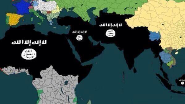 This map allegedly showing the expanses the ISIS plan to annex has gone viral. Source: Unknown