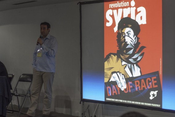 Rami speaking during the Cumbre Mundial de Indignados in Mexico in December 2012 an event focusing on popular uprising around the globe