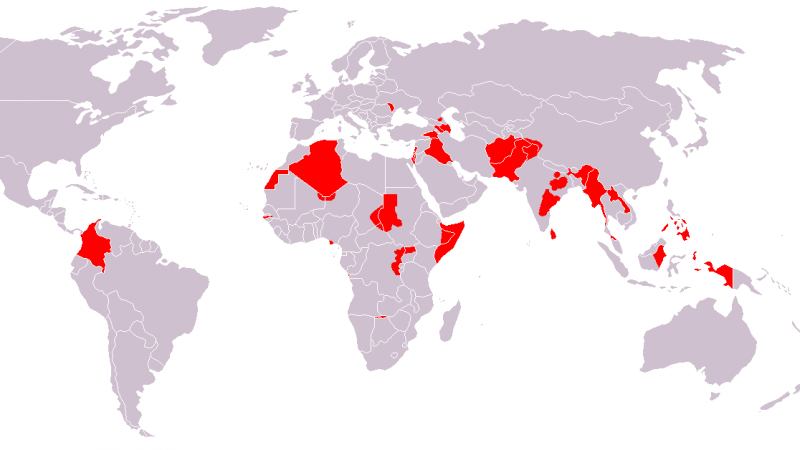 Map of sites of ongoing armed conflicts worldwide by Lencer- CC BY-SA 3.0