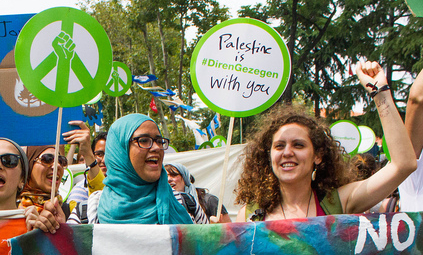 Palestinian environmental activist, Muna Dajani, during the Global Power Shift march held in Istanbul, June 2013. Photo credit: 350.org