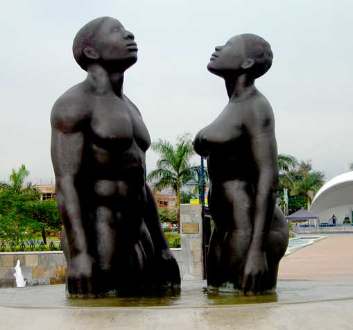 Statue at Emancipation Park, New Kingston, Jamaica; photo by Dubdem e FabDub, used under a CC BY 2.0 license.  